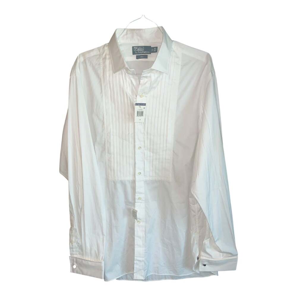 Polo by Ralph Lauren Estate White Pleated Bib Tuxedo Shirt Size 18 46